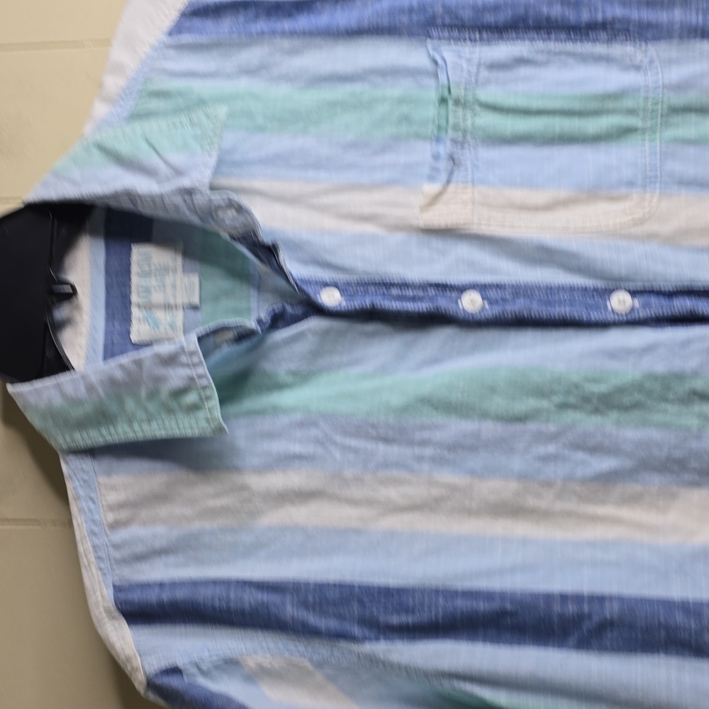 American Eagle Striped Button Up Resort Shirt Large - Picture 4 of 11